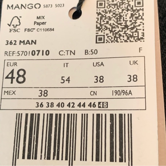 MANGO Mens Jan slim-fit jeans | Size US 38, EU 48 | Black Denim NEW!! - Picture 15 of 15